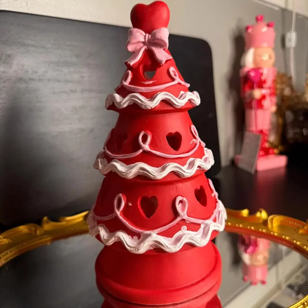 Valentine LED Heart Tree Decor Red Pink Light-Up Shelf Sculpture NWT
